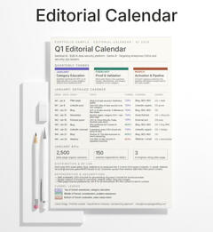 Mockup of my sample editorial calendar